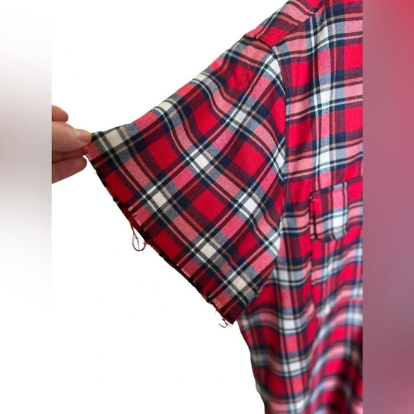 Homme + Femme • Red Plaid Zip Down Short Sleeve - Picture 6 of 7